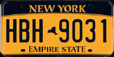 NY license plate HBH9031