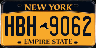 NY license plate HBH9062