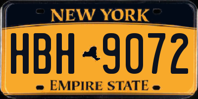 NY license plate HBH9072