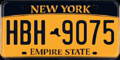 NY license plate HBH9075