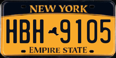 NY license plate HBH9105