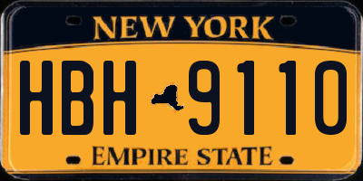 NY license plate HBH9110
