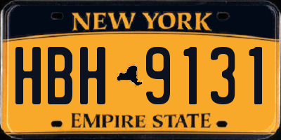 NY license plate HBH9131