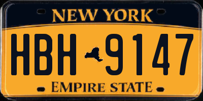 NY license plate HBH9147