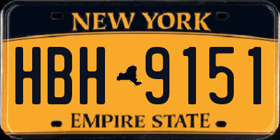 NY license plate HBH9151