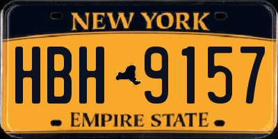 NY license plate HBH9157