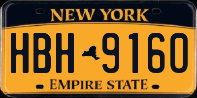 NY license plate HBH9160