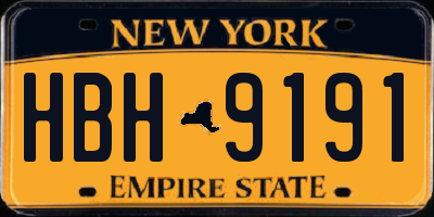 NY license plate HBH9191