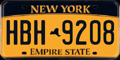 NY license plate HBH9208