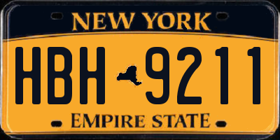 NY license plate HBH9211