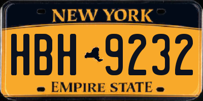 NY license plate HBH9232