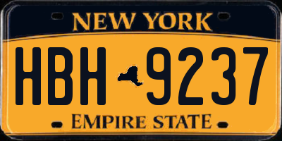 NY license plate HBH9237
