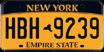 NY license plate HBH9239