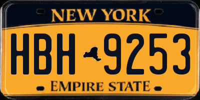 NY license plate HBH9253