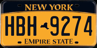 NY license plate HBH9274