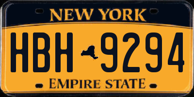 NY license plate HBH9294