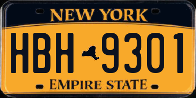 NY license plate HBH9301