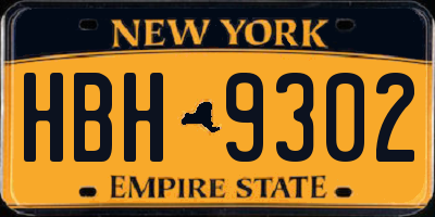 NY license plate HBH9302