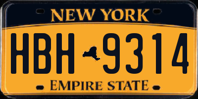 NY license plate HBH9314