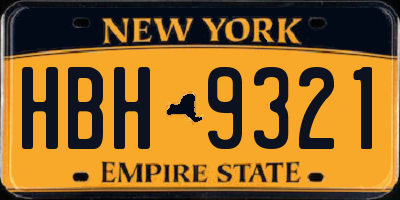 NY license plate HBH9321
