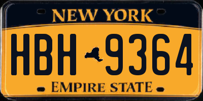 NY license plate HBH9364