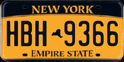 NY license plate HBH9366