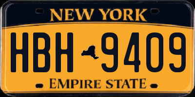 NY license plate HBH9409
