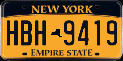 NY license plate HBH9419