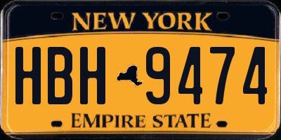NY license plate HBH9474
