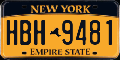 NY license plate HBH9481