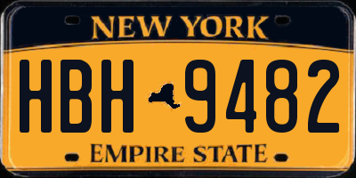 NY license plate HBH9482