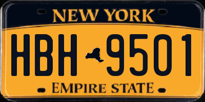 NY license plate HBH9501