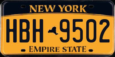 NY license plate HBH9502