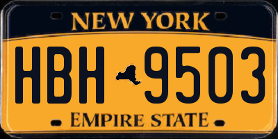 NY license plate HBH9503