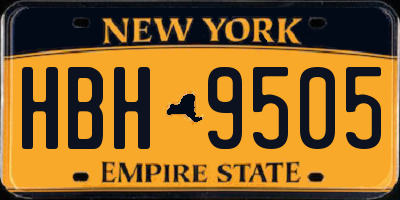 NY license plate HBH9505