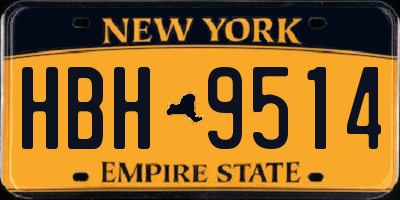 NY license plate HBH9514