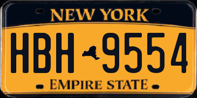 NY license plate HBH9554