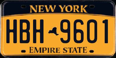 NY license plate HBH9601