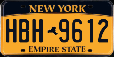 NY license plate HBH9612