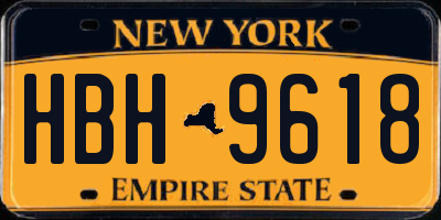 NY license plate HBH9618