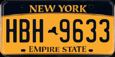 NY license plate HBH9633