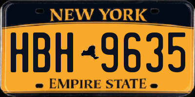 NY license plate HBH9635