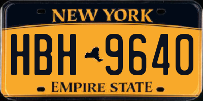 NY license plate HBH9640