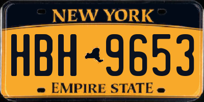 NY license plate HBH9653