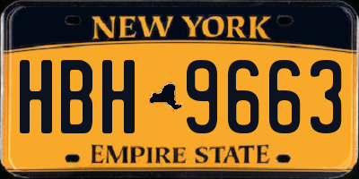 NY license plate HBH9663