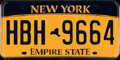 NY license plate HBH9664