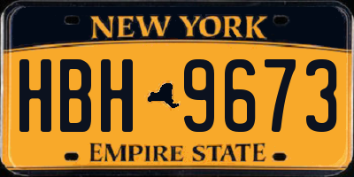 NY license plate HBH9673