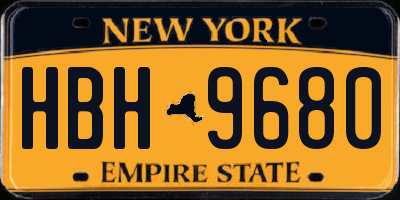 NY license plate HBH9680