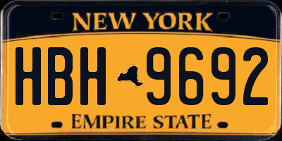 NY license plate HBH9692