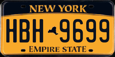 NY license plate HBH9699